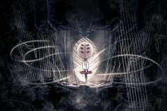 Hornet stands on a platform in key art for Hollow Knight Silksong